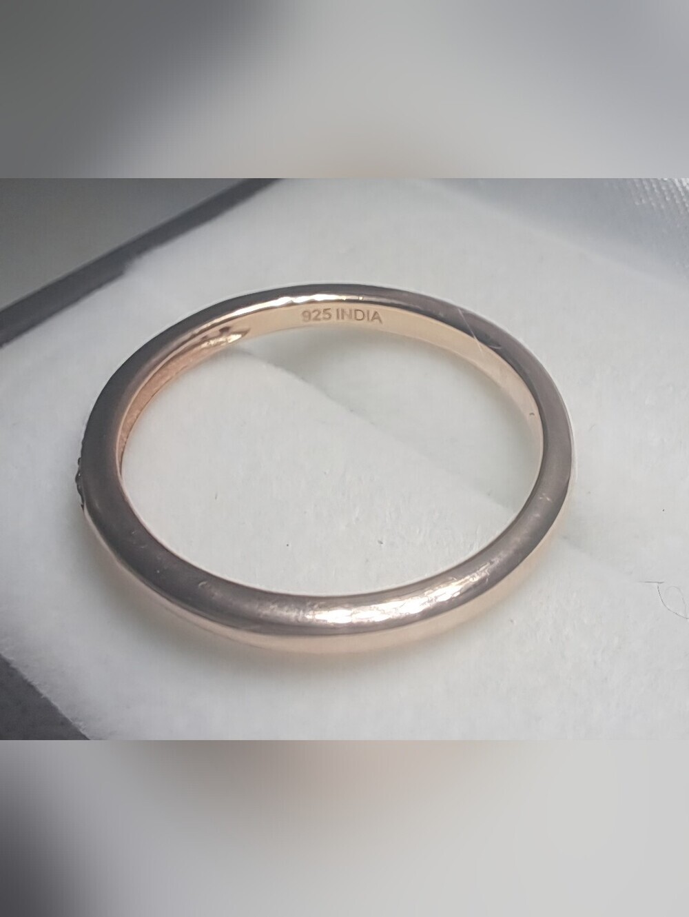Rose Gold Vermeil 925 Sterling Silver Natural Diamond Wedding Band Size 7.5 - Picture 5 of 5